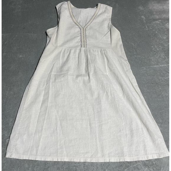 Terzo Millennio Dress Womens Medium Ivory Linen Italy Lagenlook Coastal - Picture 1 of 6